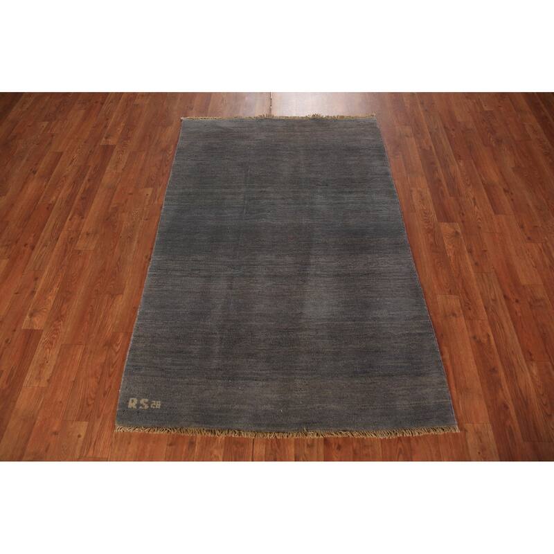Modern Gabbeh Oriental Foyer Rug Hand-Knotted Wool Carpet - 3'4" x 5'0"