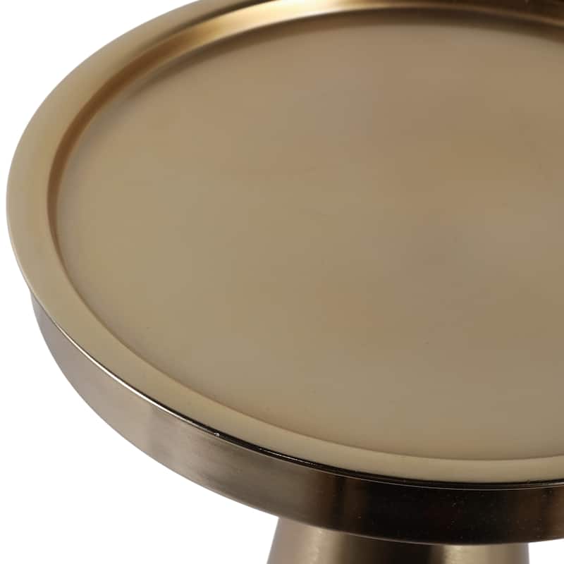 Metal Side Table Round Tray Top Tapered Base Narrow Accent - 20" Gold - 12" x 12" x 20"
