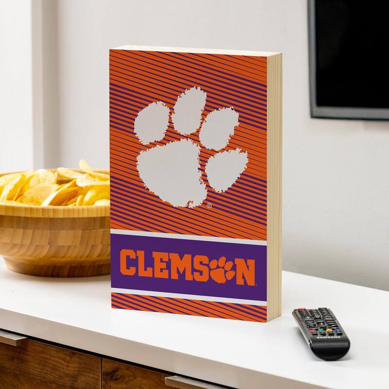 Clemson University Wooden Tabletop Mantel Shelf Sign - 8" x 12"
