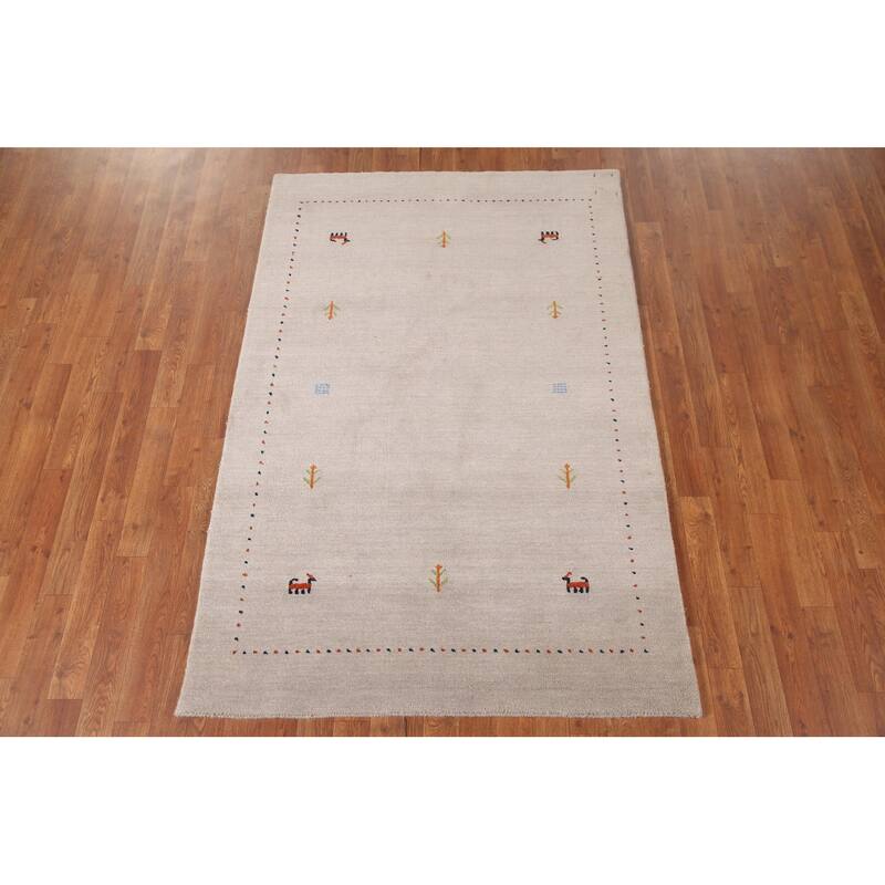 Gabbeh Oriental Accent Rug Handmade Modern Wool Carpet - 3'11"x 5'10"