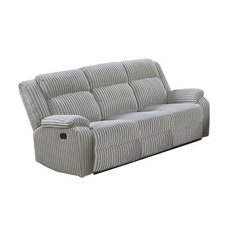 Fur-Like Corduroy Upholstered Manual Motion Sofa with Thick Armrests in Ash