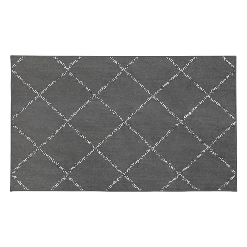 My Magic Carpet Machine Washable Rug Medina Moroccan Diamond Grey