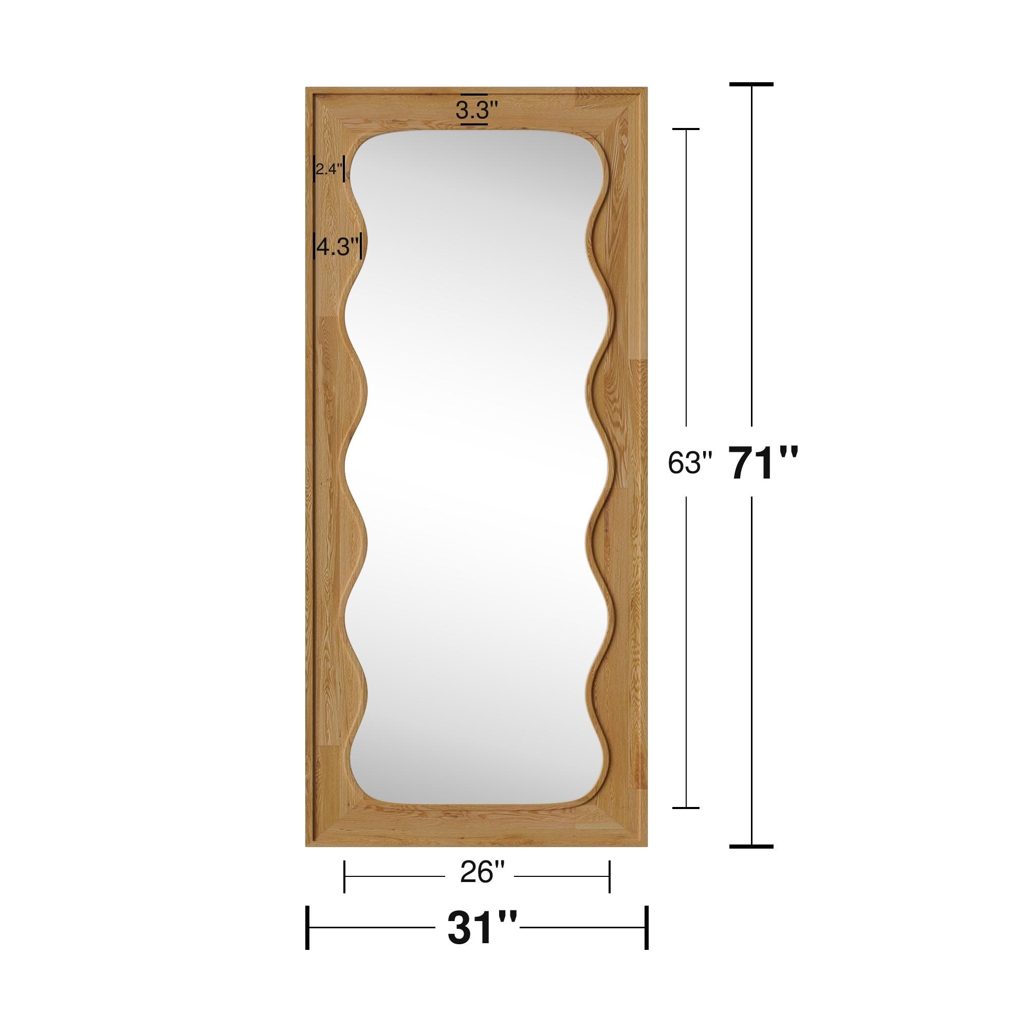 Solid Wood Right Angle Rectangular Full Length Mirror with Stand