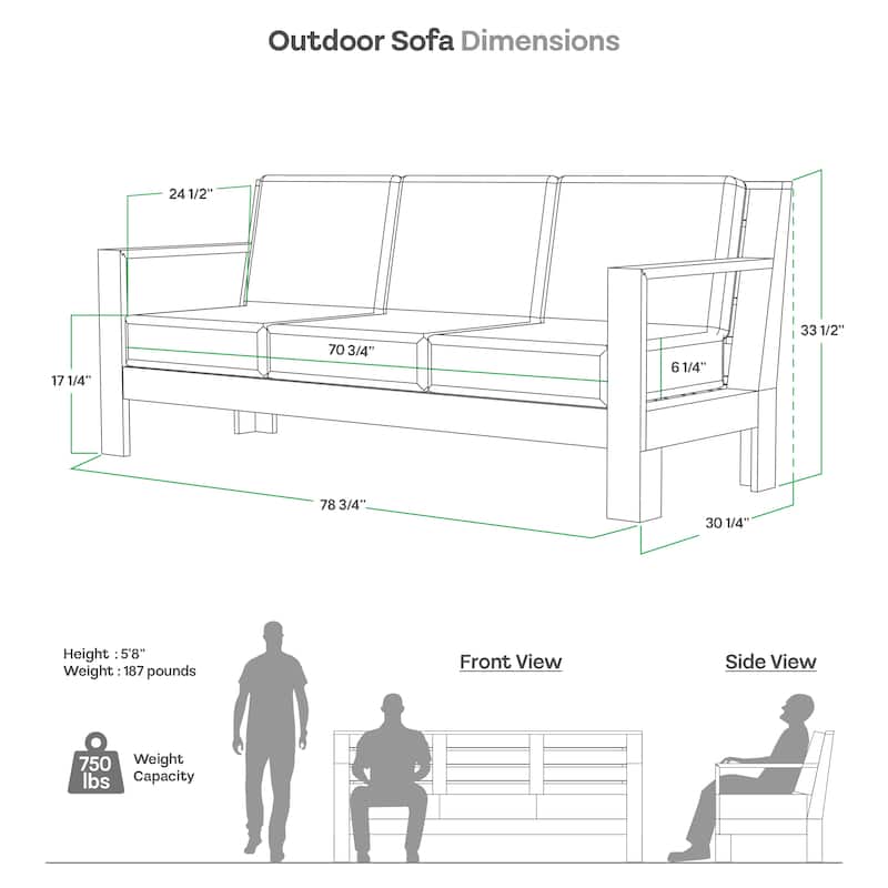 Cambridge Casual Logan Teak Outdoor 3-Seater Sofa with Sunbrella Cushion