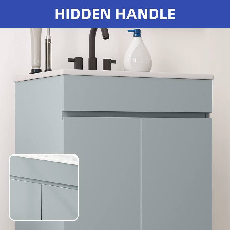 Moasis 37"/24"/16" Wide Bathroom Vanity with Top Mount Sink and Soft Close Door Modern Gray Design