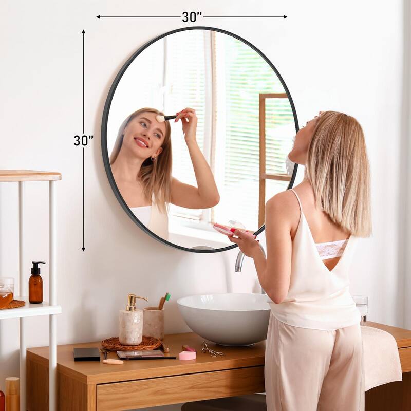 Round Mirror for Wall Decor Wall Mounted Circle Vanity Mirrors with Metal Frame Modern for Bathroom Living Room Entryway Bedroom