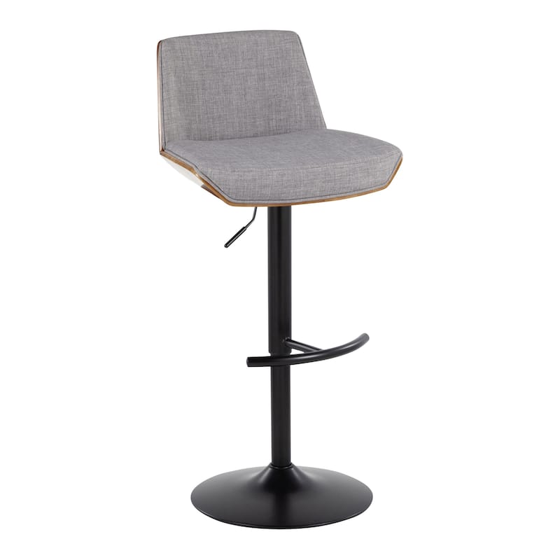 Carson Carrington Clemens Adjustable Bar Stool with Rounded T Footrest (Set of 2) - Light Grey Fabric/Black Metal