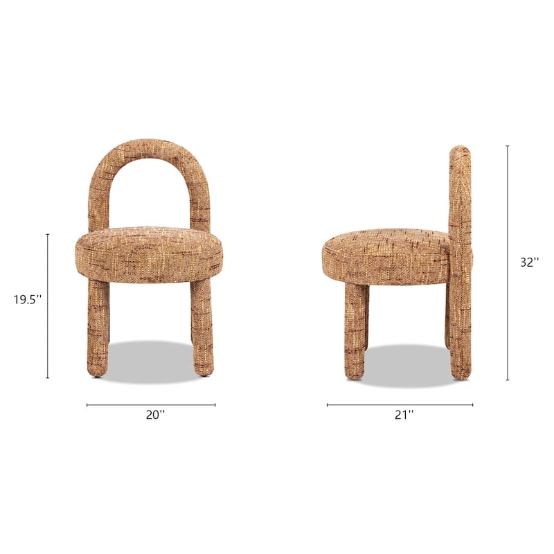 Penny Post-Modern Arched Upholstered Dining Side Chair (Set of 2)