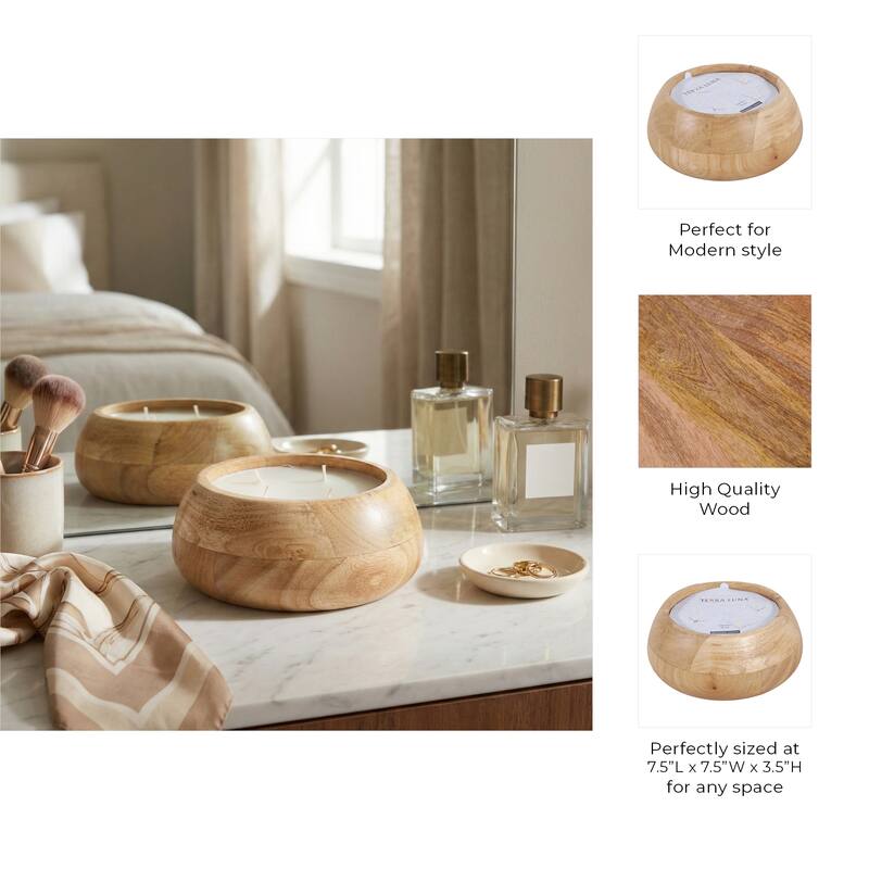 Decorative Vanilla Scented Mango Wood Bowl Candle