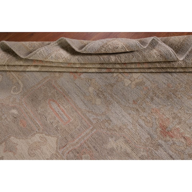 Vegetable Dye Oushak Area Rug Handmade Grey Wool Carpet - 8'4" x 9'10"