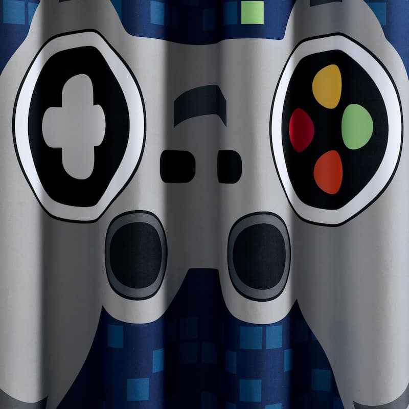 Lush Decor Video Games Shower Curtain Single - Navy - 72" x 72"