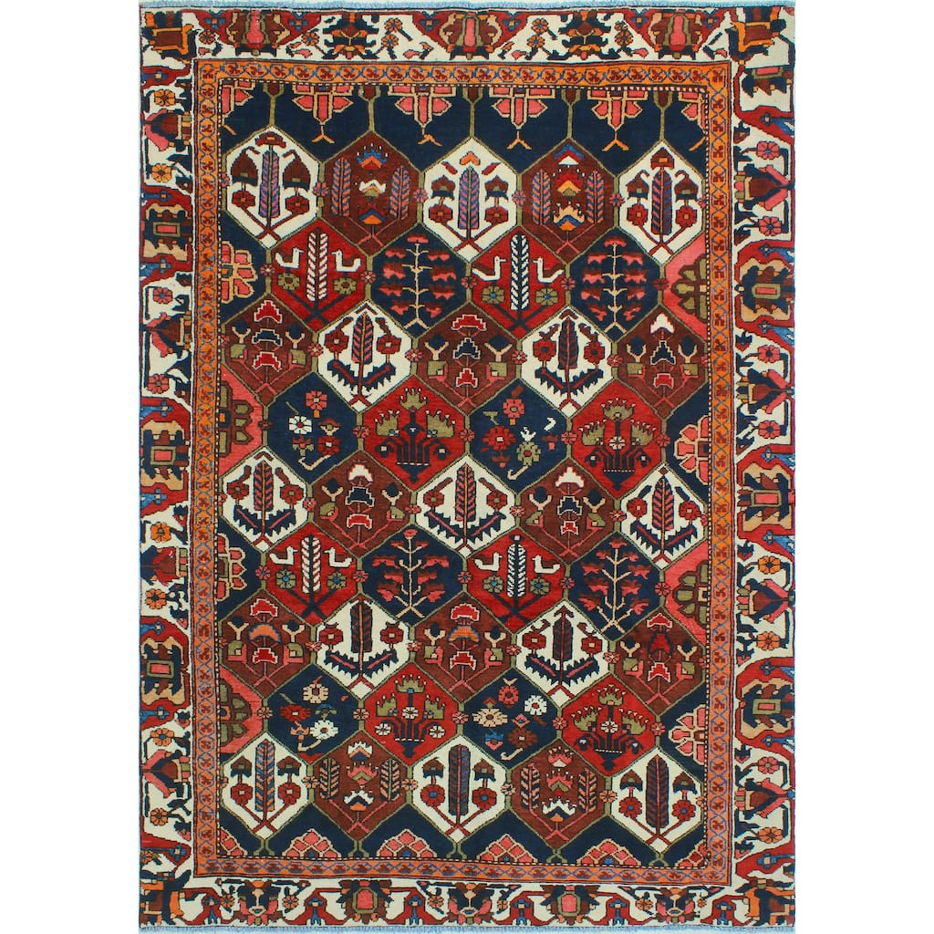 Fine Vintage Bakhtiari Westley Burgundy/Ivory Rug - 6'6" x 9'9"