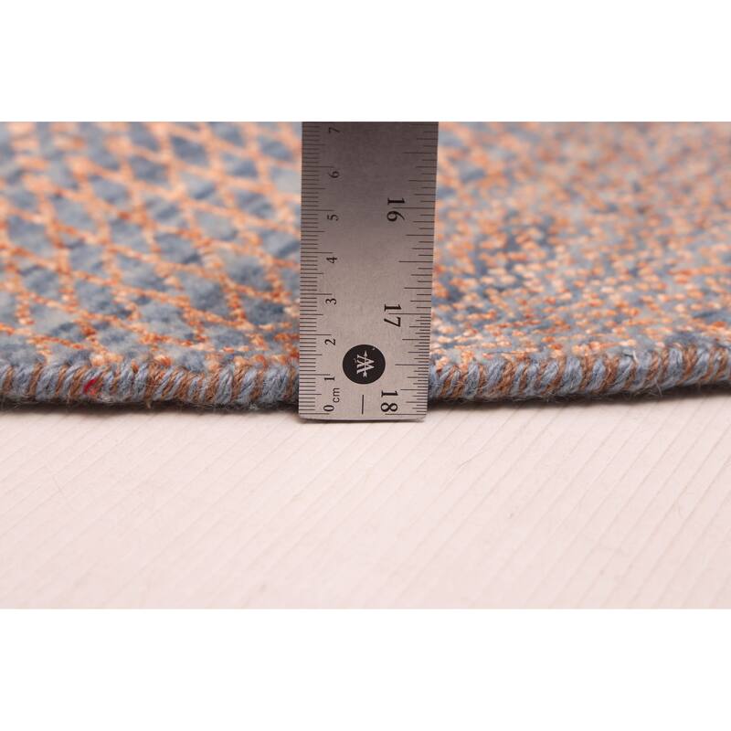 ECARPETGALLERY Hand-knotted Finest Silk Shadow Dark Blue, Dark Copper Silk, Wool Rug - 6'0 x 6'0