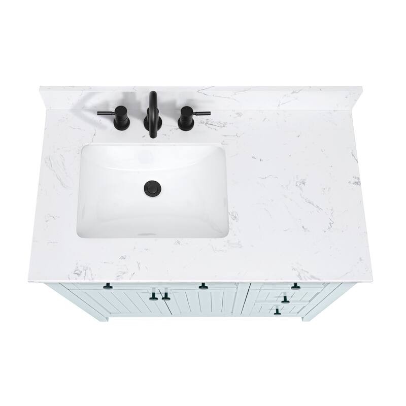 Layla Bathroom Vanity in Ice Blue with Cala White Engineered Stone Top