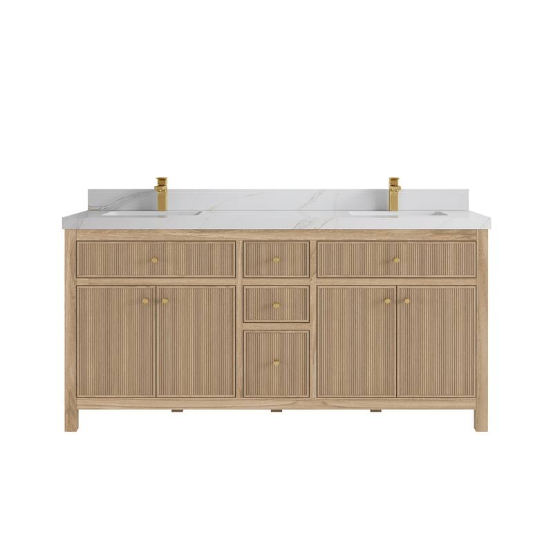 Willow Collections 72 in. W x 22 in. D Sonoma Teak Double Sink Bathroom Vanity with Countertop