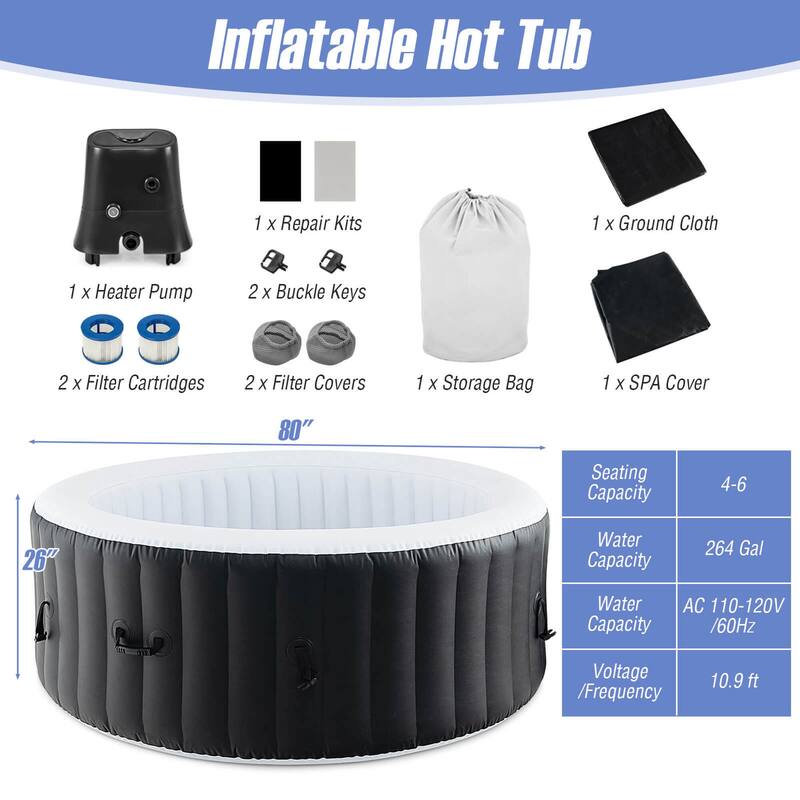 Costway 80" Round SPA Pool Inflatable Hot Tub with 130 Air Jets - See Details