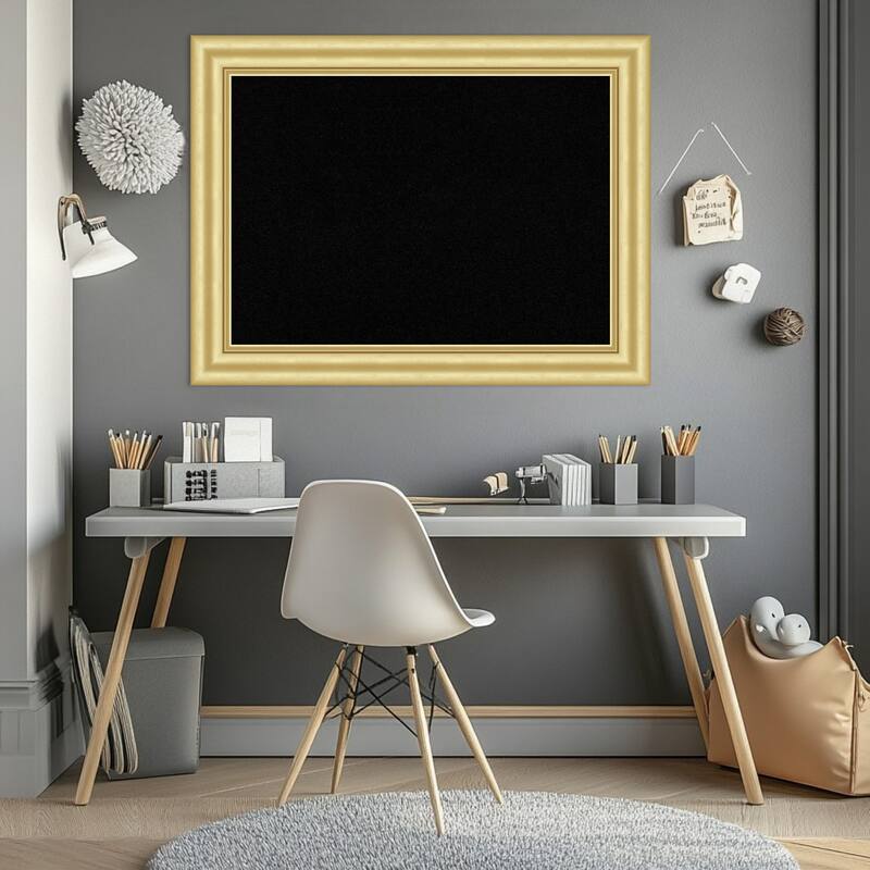 Sophia Gold Framed Cork Board - Bulletin Board, Organization Board, Pin Board