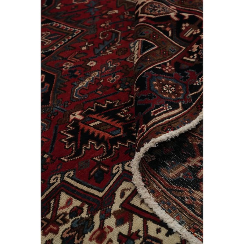 Hand Knotted Oriental 100% Wool Carpet Traditional Medallion Red Heriz Area Rug - 9' 9'' X 7' 1''