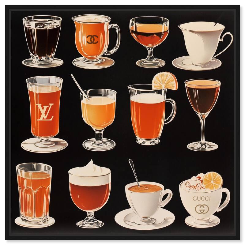 Glam Coffee Drink Collection Canvas by Art Remedy - Black - 16" x 16"