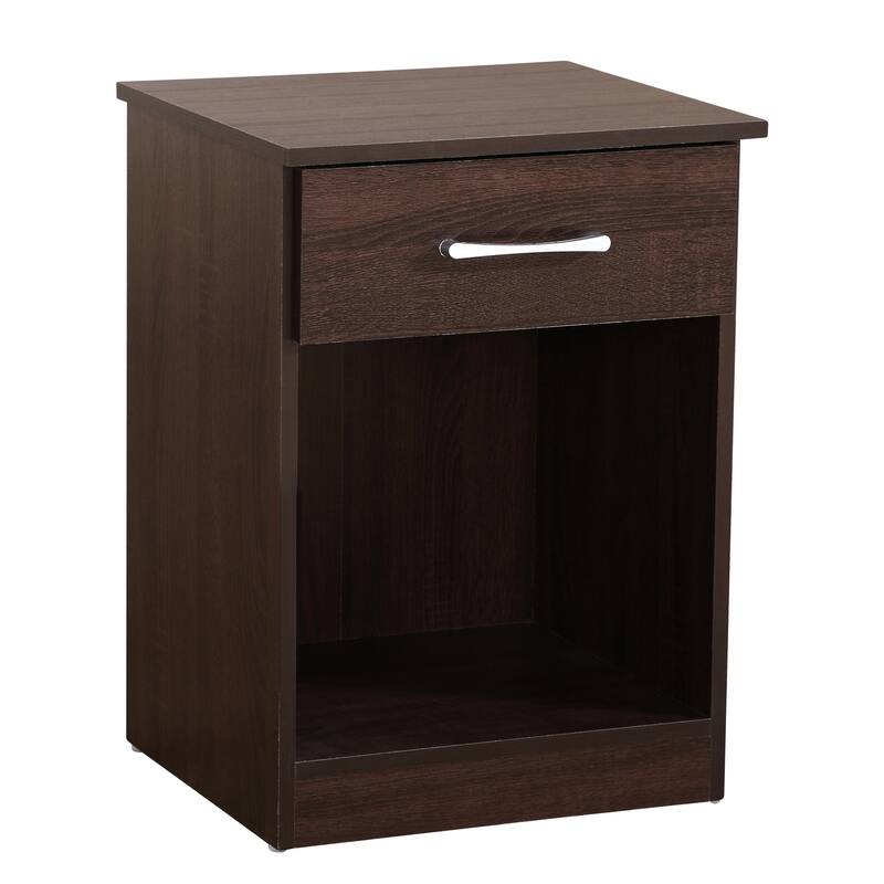 Wenge Nightstand with Rich Finish, 24x18x16 Compact Bedside Table for Bedroom Storage, Lamps and Essentials