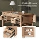 preview thumbnail 5 of 18, Seraf Transitional 56" Wooden Desk with Hidden Drawers and Concealed Cable Hole by HULALA HOME