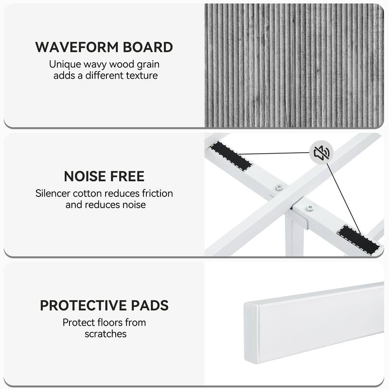 Bed Frame with Wave Wood Headboard