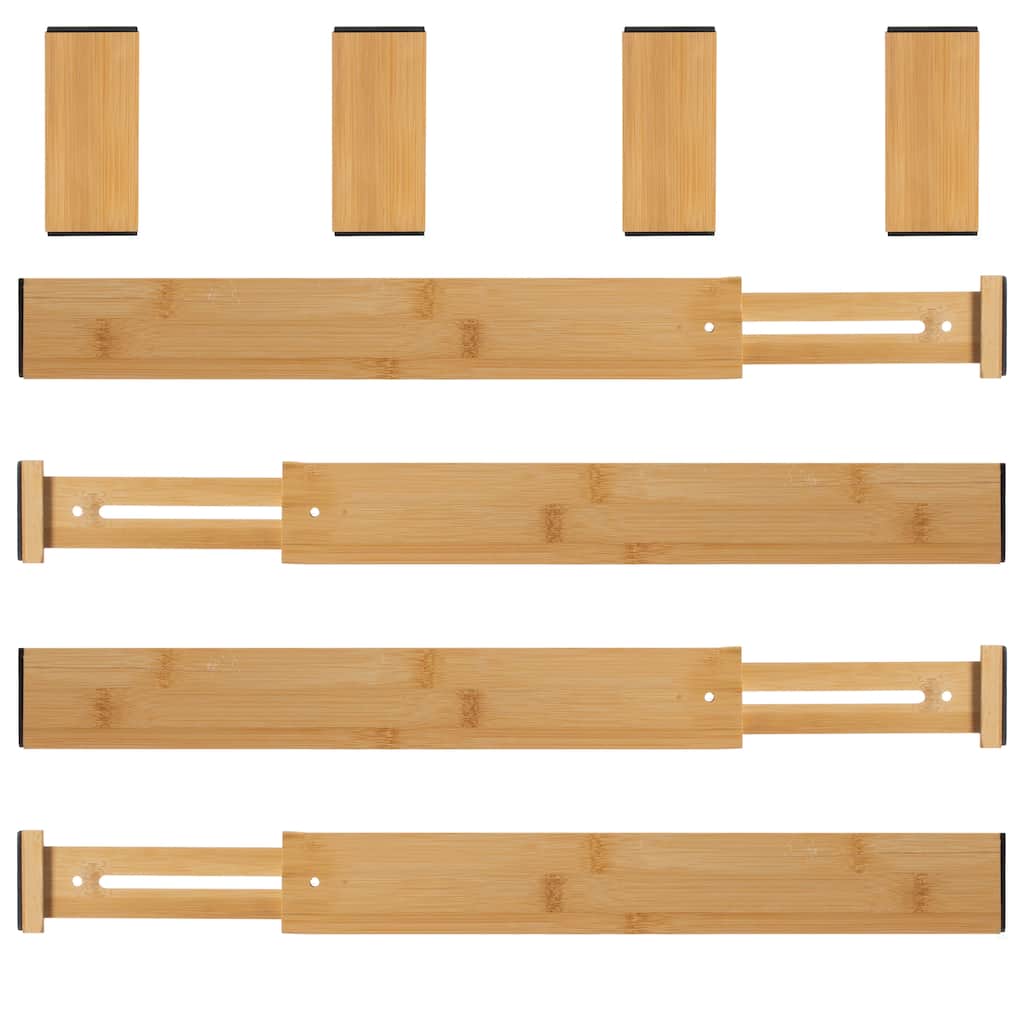 Basicwise Expandable & Adjustable Drawer Organizer with 4 Dividers & 4 Inserts Storage Solution for Home Office Kitchen Bedroom