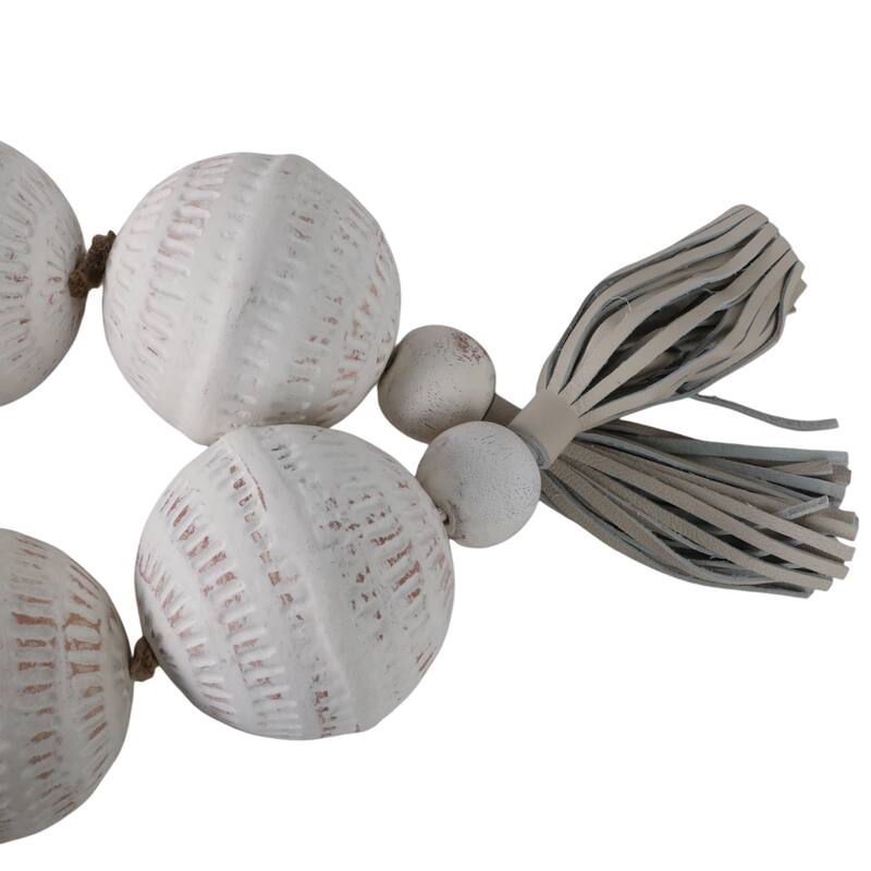 Ecomix Decorative Garland with Leather Tassels Capri Style - 3" White - 53" x 3" x 3"