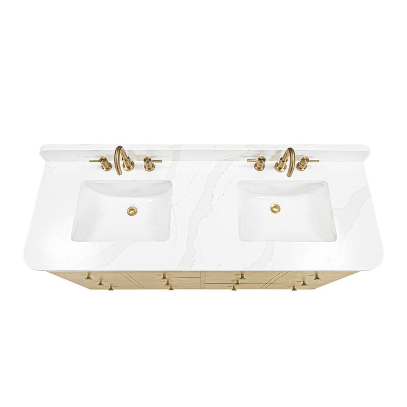 Serena Bathroom Vanity in Light Oak with Calacatta Quartz Top