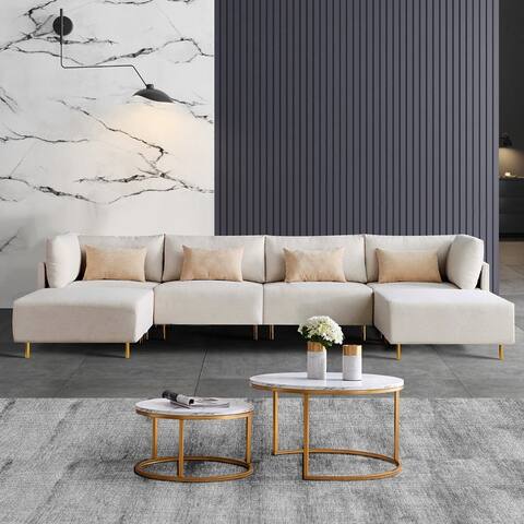 U-Shape Linen Modular Sectional Sofa