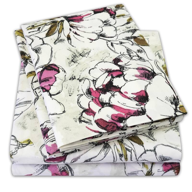 Sweet Home Collection Dolce 4 Piece Printed Sheet Set, Double Brushed Microfiber
