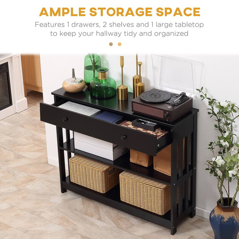 Console Hallway Table with Extra Wide Pull Out Drawer