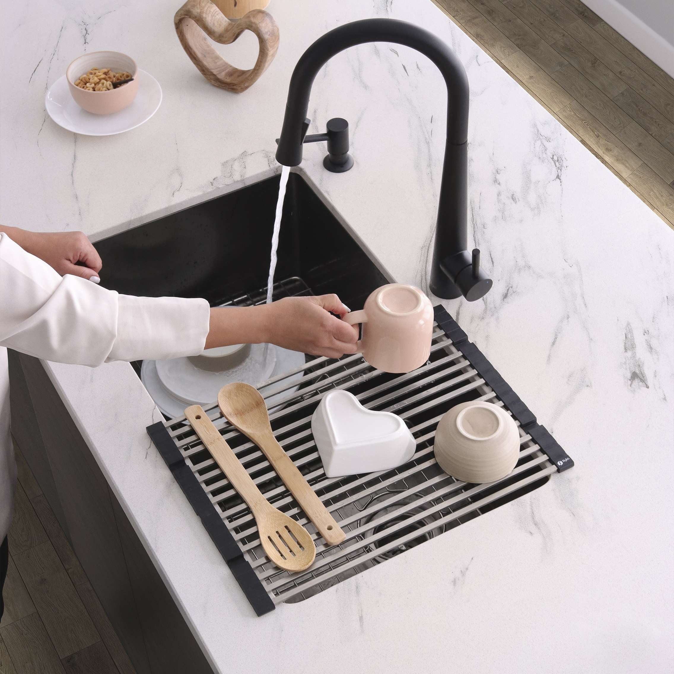 STYLISH 18" Multi-Purpose Foldable Drying Rack A-921BK - 17 3/4" x 13" x 3/8"