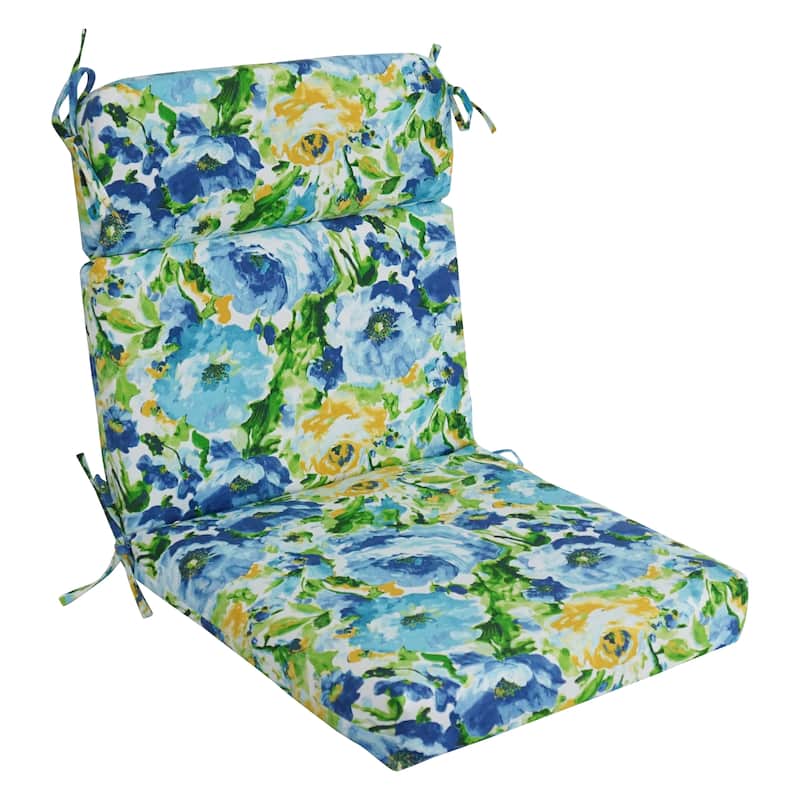 22-inch by 45-inch Three-section Outdoor Seat/Back Chair Cushion - Lesandra Sunblue
