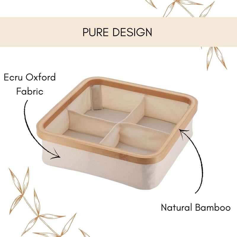Square Foldable Storage Basket 4-Compartment - 12 L x 12 W x 4 H