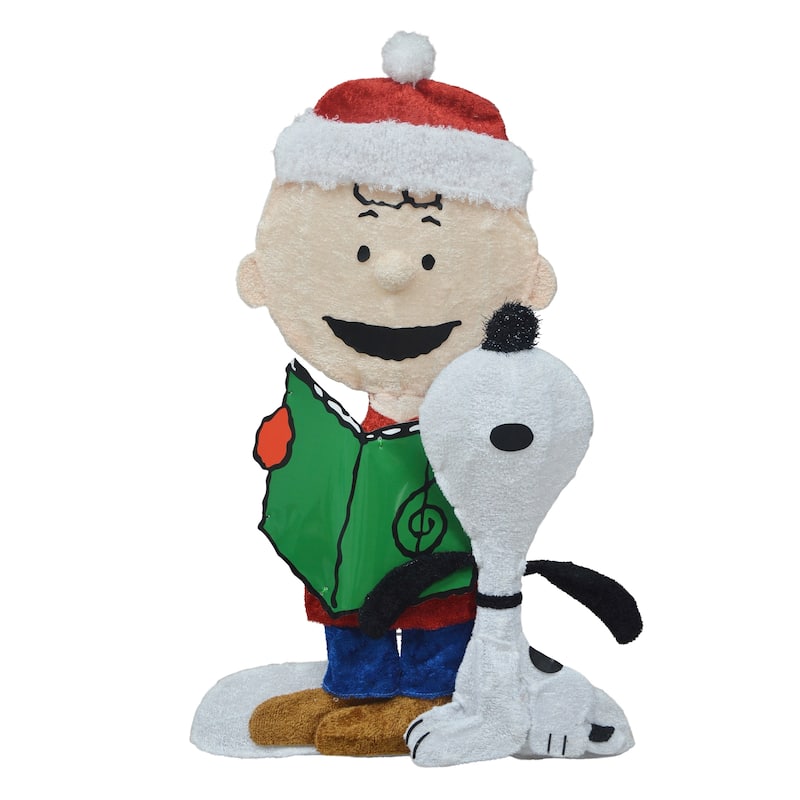 LED Lighted Peanuts Charlie Brown and Snoopy Caroling Outdoor Christmas Decoration - 32" - Multi