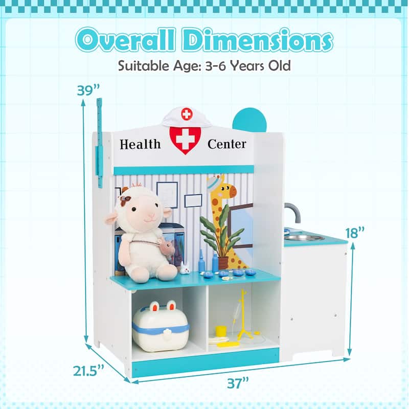 Gymax Kids Doctor Play Set w/Faucet Sink ECG Monitor Body Parts