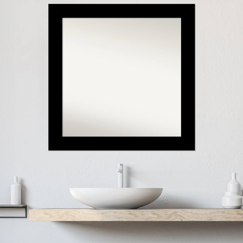 Basic Non-Beveled Wood Framed Bathroom Vanity Wall Mirror