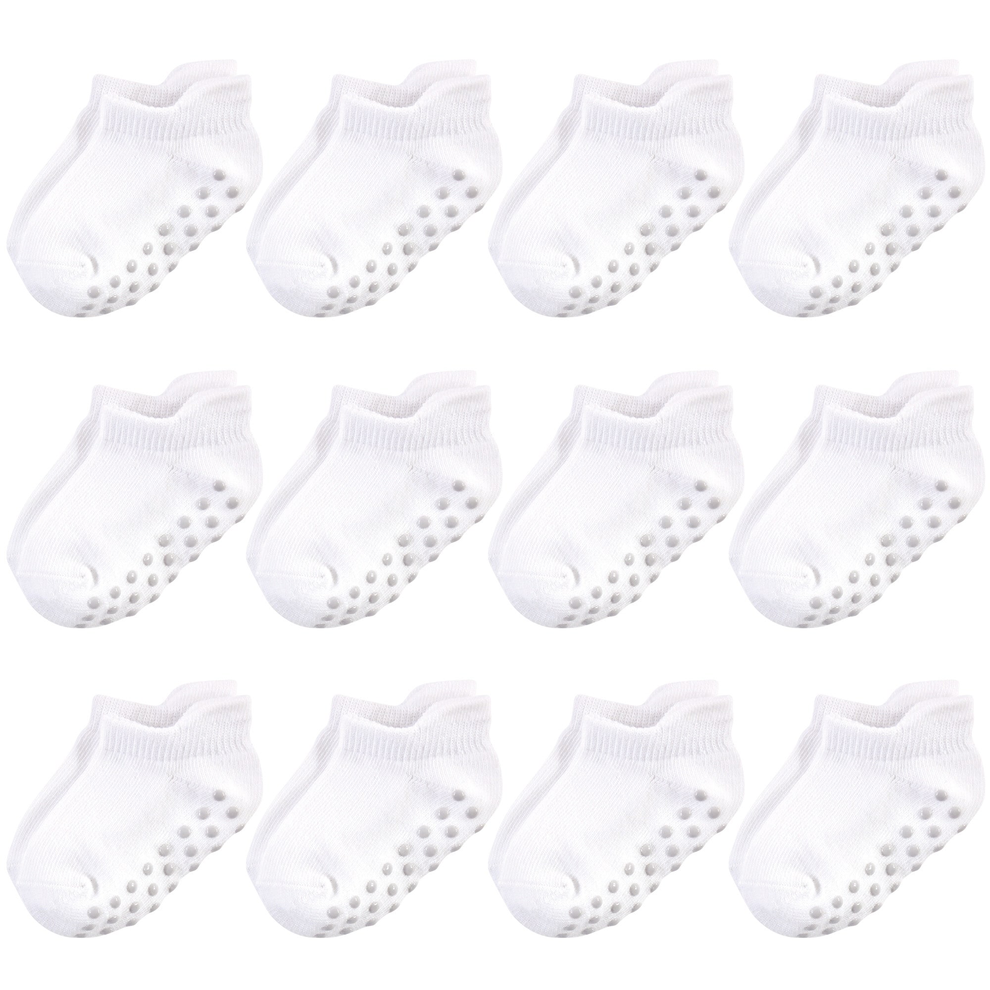Touched by Nature Toddler Unisex Organic Cotton Socks with Non-Skid Gripper for Fall Resistance, White No-Show