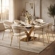 preview thumbnail 68 of 75, Voren Modern Rectangular Dining Table, Sintered Stone/Tempered Glass Top & Stainless Steel Gold Finish Pedestal Base