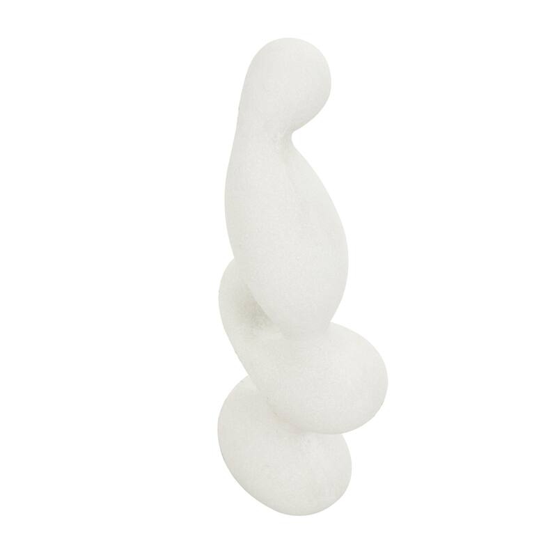 Polystone Abstract Curved Shaped Sculpture with Speckled Texturing - White - Roche River Decor