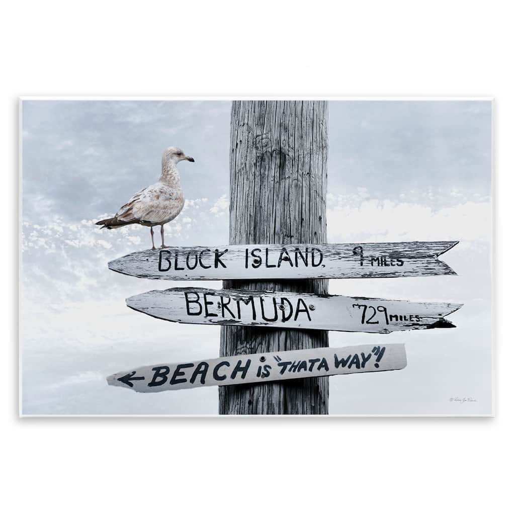 Stupell Vacation Beach Signs with Seagull Wall Plaque Art Design By Robin-Lee Viera