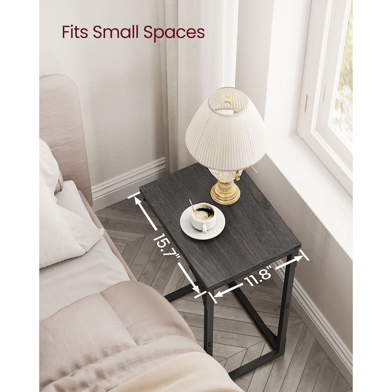 Steel Particleboard C Shaped Side Tables Set of 2 Slim Design for Small Spaces - 15.7" x 11.8" x 24.4"