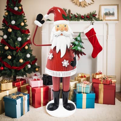 Maeve Christmas Waving Santa Claus by Christopher Knight Home - 22.00"W x 17.25"D x 47.50"H