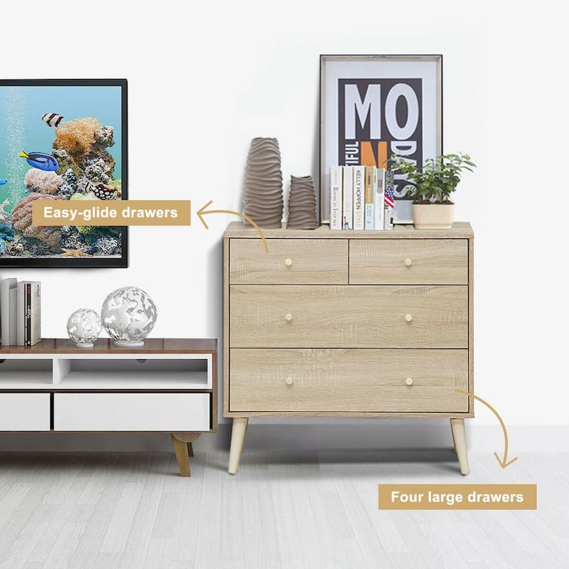 Gymax 4-Drawer Dresser Chest Cabinet Storage Organizer Rubber Leg
