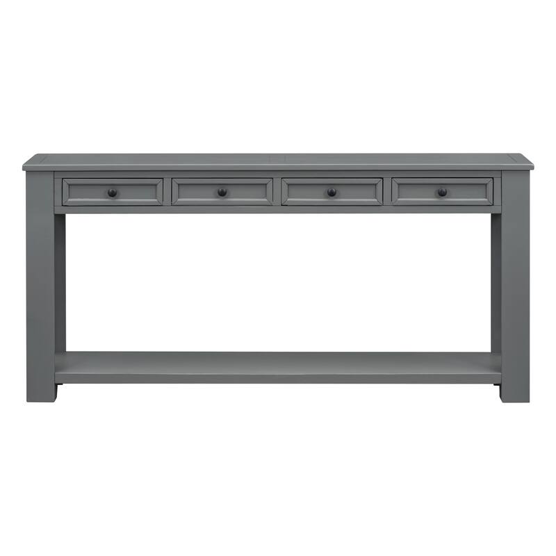Merax Rustic Console Table with Storage Drawers and Bottom Shelf