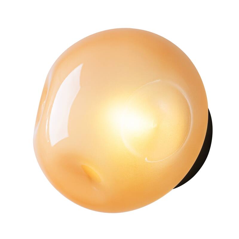 7.1" W Mid-Century Modern Matte Black Wall Sconce with Hand-Blown Smoked Gray/Pink Glass Shade for Bathroom, Staircase