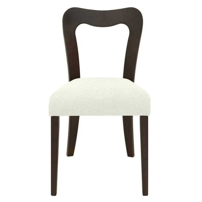 Set of 2 Modern Dining Chairs with Rubberwood Frame and Upholstered Seats - Open Back Armless Design