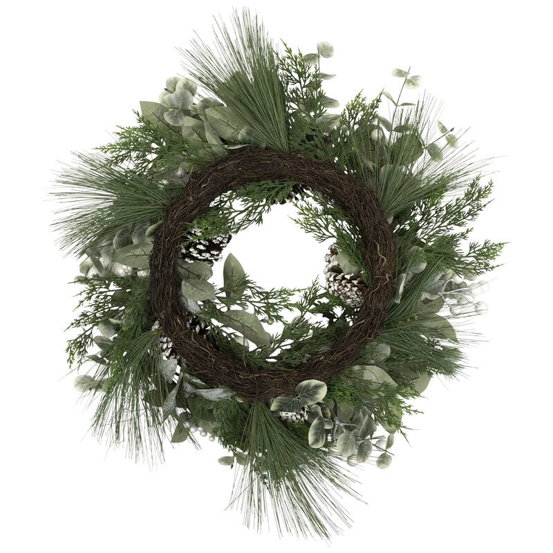 Mixed Pine with Pinecones and Ornaments Artificial Christmas Wreath - 28" - Unlit