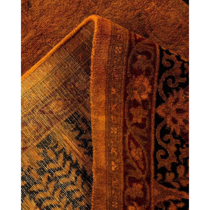 Overton Hand Knotted Wool Vintage Inspired Modern Contemporary Overdyed Gold Area Rug - 6' 1" x 14' 6"